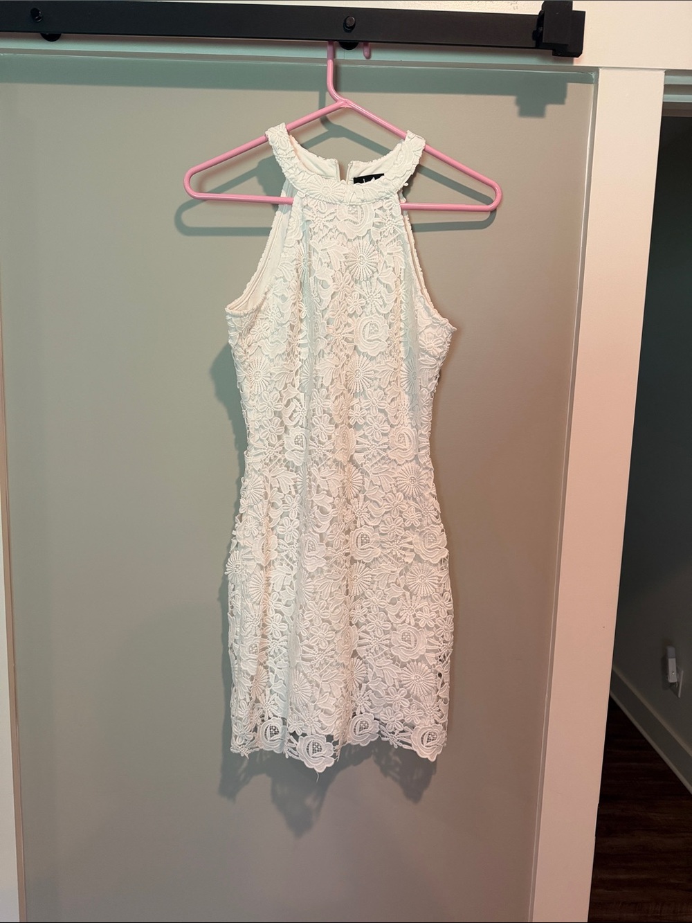 Lulu's White Floral Lace Halter Mini Dress